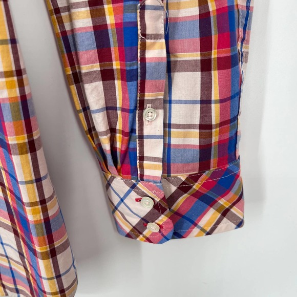 Talbots Womens Sz XL Vibrant Plaid Long Sleeve Blouse Shirt Top Business Formal - Picture 6 of 8